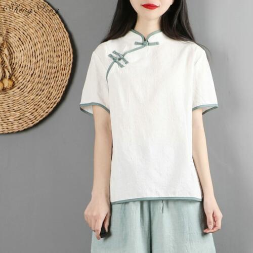 Traditional chinese tops Short Sleeve cheongsam top traditional Chinese Top Oriental Female Blouse G157
