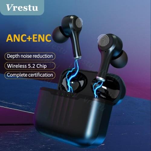 Mini ANC TWS Wireless Headphone Charging Box 9D Bass Stereo Sport Waterproof Cordless Earphone with Mic Noise Cancellation BT5.2