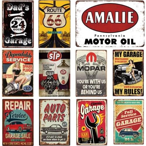 Vintage Bar Sign Motorcycle Route 66 Speed Tin Signs Car Service Garage Sale Metal Poster Shabby Wall Stickers