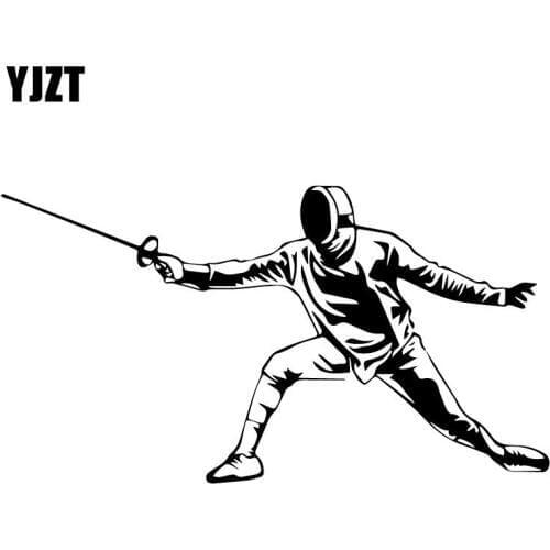 YJZT 18CM*9.8CM Swordsman Fencer Personality Car Styling Stickers Black/Silver C31-0388