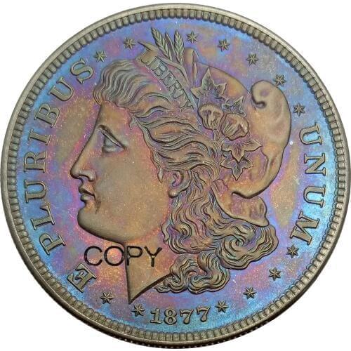 The United States of America Spectacular 1877 50C Morgan Half Dollar Brass Plated Silver Copy Coins