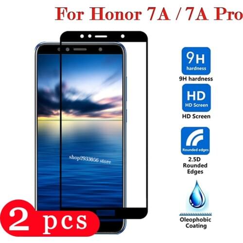 2Pcs for huawei honor 7s 7x 7c 7a pro tempered glass protective film p smart plus 2018 phone screen protector glass smartphone