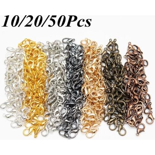 10/20/50Pcs 12x6mm Alloy Lobster Clasp Hooks For Necklace Bracelet Chain Findings Jewelry DIY Making Supplies Accessories Tools