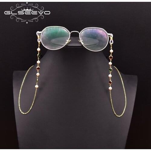 GLSEEVO New Natural Pearl Chain Sunglasses Chain Women Reading Glasses Hanging Neck Chain Glasses Chain Not Glasses GH0036