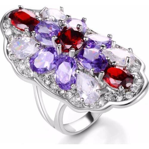 A1130-H Big Promotion High Quality Rings Beauty Purple & Red Crystal Jewelry Ring Fashion Classic Women Jewelry & Accessories