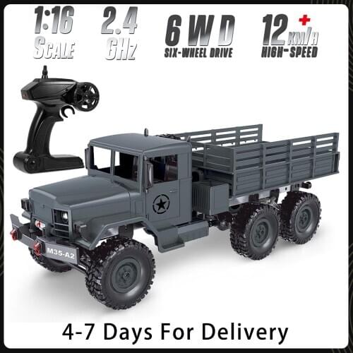 MN-77 1/16 Military Truck 2.4G 6WD Off-road Truck Car High Speed Electric Vehicle Led Light RC Truck for Kids Adults RTR Toys