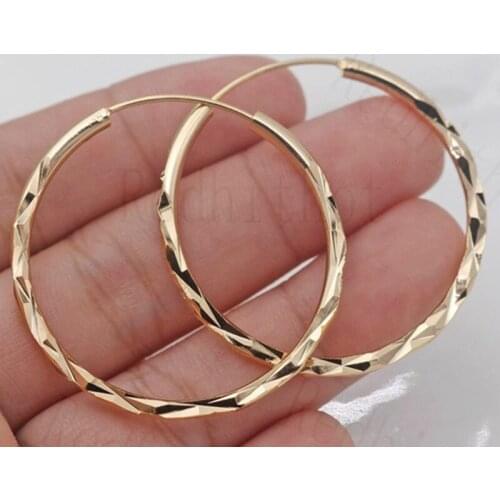 1 Pair Of Golden Party Temperament Earrings Fashion Geometric Big Hoop Earrings Smooth Hoop Earrings