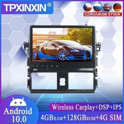 128GB Android 10 For Toyota YARIS 2013-2015 Car Multimedia Player GPS Navi Head Unit Radio Audio Stereo Tape Recorder DSP
