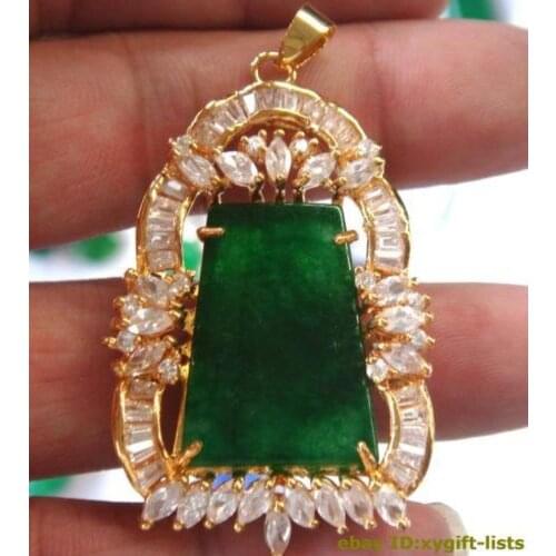 2 styles wholesale wonderful green Natural Stone bead 18KGP flower CZ pendant necklace free chain