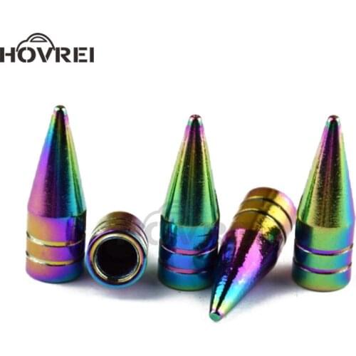 200pcs Neon lights Color Aluminum Car tire valve caps Bullet Spike Shape Car Truck Air Port Cover Tire Rim Valve Wheel Stem Cap