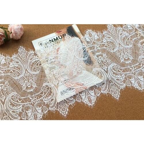 3Meter for 1 Lot 33CM Classical Design Nylon Dress Eyelash Lace Fabric Soft Red Navy French Bilateral Chantilly DIY Lash Trim