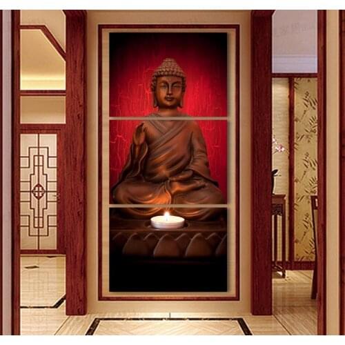 3 Panel prayer Religious Buddha Print Frameless Canvas Art Oil Painting Home Decoration Modular Picture for Living Room Wall