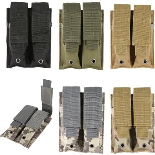 Tactical MOLLE Pouch Ammo Bags Pistol Mag Magazine Pouch Close Holster 9MM Nylon 600Double Attachment Package