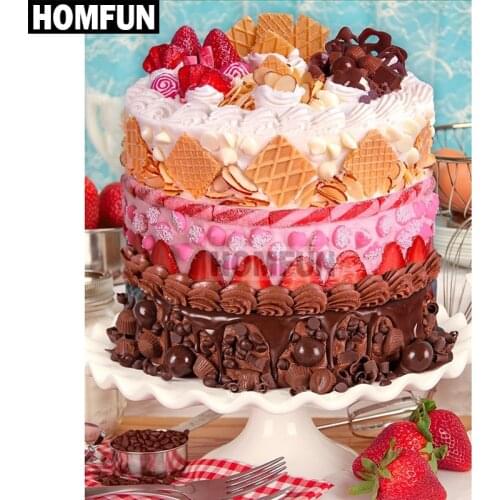 HOMFUN Full Square/Round Drill 5D DIY Diamond Painting "Sweet cake" Embroidery Cross Stitch 5D Home Decor Gift A01861
