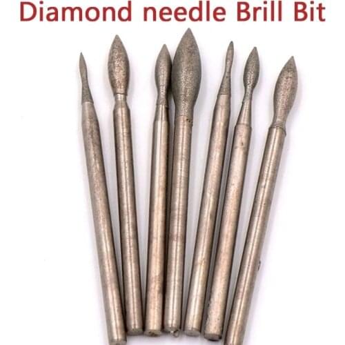 Diamond Grinding Head Polishing Needle Bits Burrs Metal Stone Jade Engraving Carving Tools For Dremel 2.35mm Shank J Needle