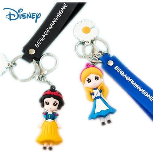 Disney Cartoon Cute Princess Keychain Snow White Cinderella Action Figure Dolls PVC Car Bag Fashion Trend Key Pendant Kids Gifts