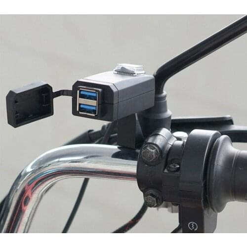 Dual USB Motorcycle Charger Handlebar Mount Phone Fast Charger Adapter with Switch for iPhone Accessories