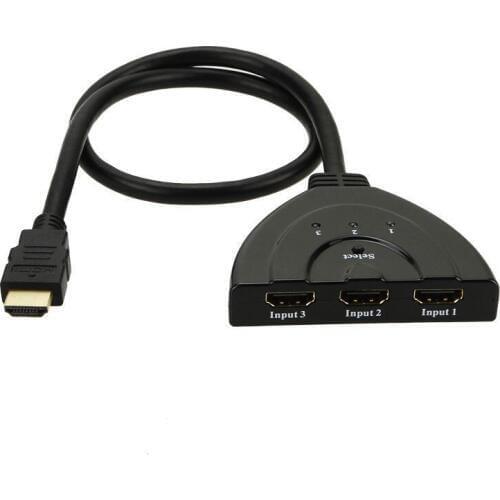 HDMI 3in1 Switcher Switch Splitter Hub with Cable for PC TV HDTV DVD PS3 Xbox 360 3 Port 3 in 1 3D hdmi hub 1080P 20pcs/lot