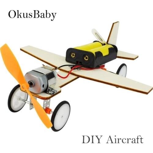 DIY Craft Toys Children Educational Wooden Glide Aircraft Model Assemble Toys Set Electric Plane Student Learning School Lessons