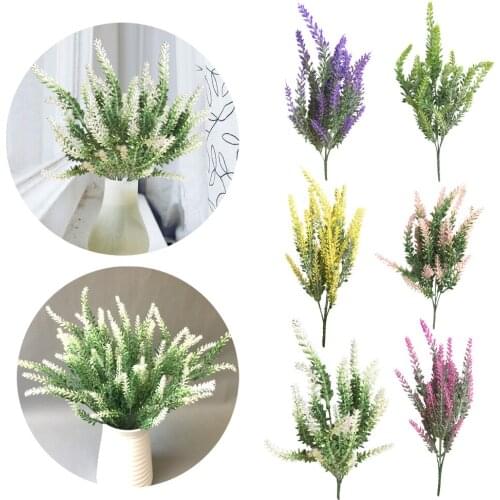 Artificial Flowers Plastic Lavender Plants Wedding Bridle Bouquet Indoor Outdoor Home Kitchen Office Table Centerpieces