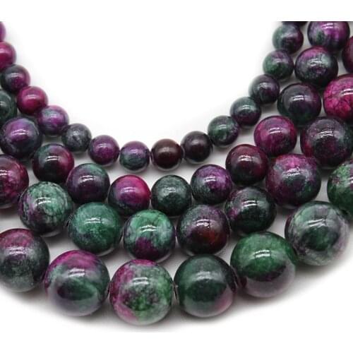Epidote Zoisite Red Green Jades Stone Round Loose Spacer Beads Strand For Fashion Jewelry Making DIY Necklace Bracelet Craft 15"
