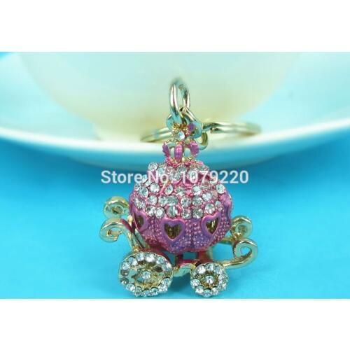 Creative Gift Cute Princess Pumpkin Car Keychain Crystal Car Key Holder Female Rhinestone Bag Pendant Key Chain