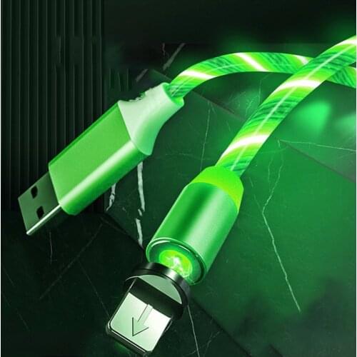 Flowing Light Magnetic Charging Mobile Phone Cable for iphone charger Wire for Samaung LED Micro USB Type C