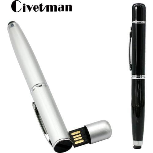 USB2.0 Metal Flash Drive 8GB 16GB 32GB 64GB 128GB 256GB Capacitive Stylus Ballpoint Pen Pendrives Usb Memory Stick Pen Model