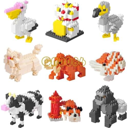 Wisehawk Mini Building Blocks Diamond Animal Model Bag Bricks Dog Cat Moose Fish Series Toys for Children Gifts B24-D15