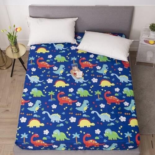 Cartoon Dinasour Kids Bed Mattress Cover Mattress Protector Pad Fitted Sheet Linens With Elastic 90x200 Single Piece Boys