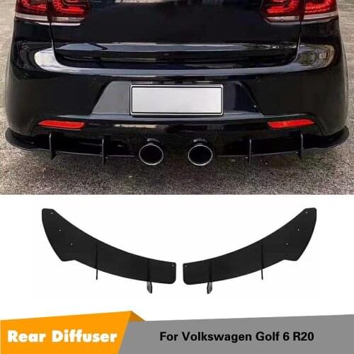 Golf MK6 Rear Bumper Diffuser Lip Splitters Trim For Volkswagen VW Golf 6 VII GTI R20 Fins Bumper Cover 2012