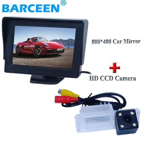 New 4.3" TFT LCD 2Video Way Car Reversing Monitors+ Backup Parking Rearview Camera for VW 12-15Polo hatachback/Magotan/New bora