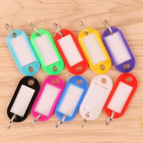 Wholesale 100Pcs Mix Color Plastic Keychain Key Tags Id Label Name Tags With Split Ring For Baggage Key Chains Key Rings
