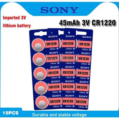 15PCS/lot SONY Original CR1220 Button Cell Battery 3V Lithium Batteries CR 1220 for Watch Remote Toy Computer Calculator Control
