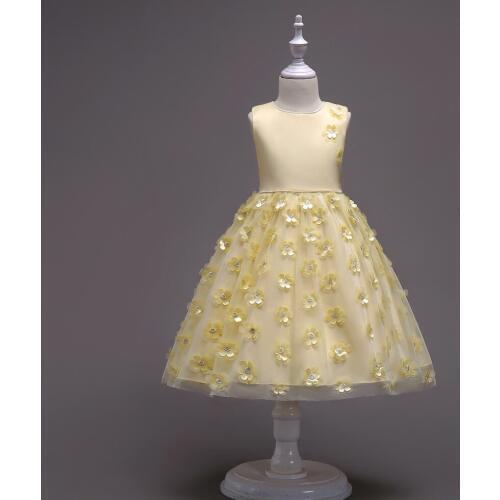 Girl Princess Petals Bowknot Dresses Flower Girl Dresses Dancing Skirts