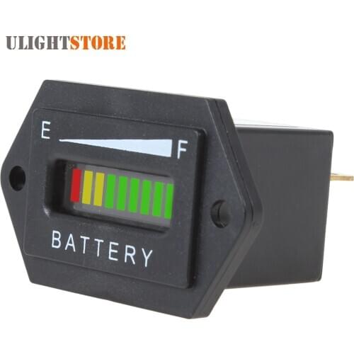 12/24V 36V 48V Rectangle Three-colors LED Battery Indicator Charge Status Meter Gauge Auto Battery Capacity Tester