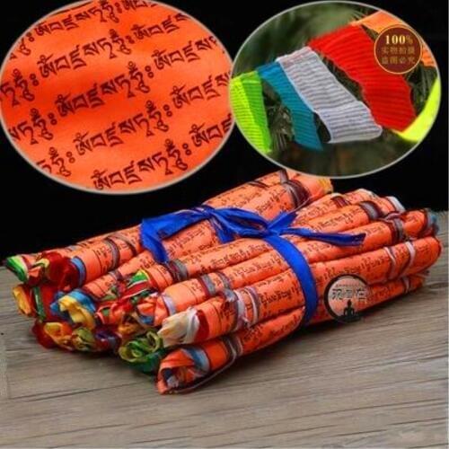 Various meanings of Buddhisters Supplies Scriptures Wisdom Silk Prayer Flag Religious 21 Flags/strip 5 Meters Long