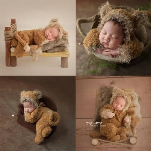 Simba Style Newborn Photography Props Baby Lion Shape Jumpsuit Sweater Hat Boy And Girl Photoprops Costume Accessories