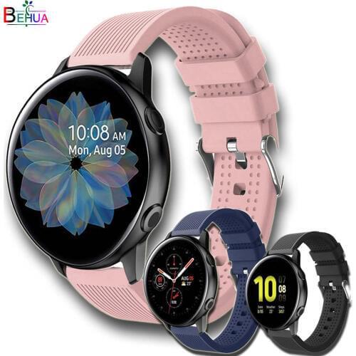 20mm sport silicone watchband For Samsung Galaxy watch active 2 40mm 44mm smart watchstrap Replacement wristband for Amazfit GTS