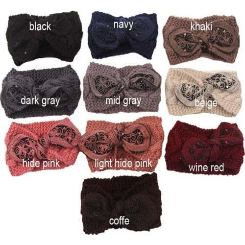 Wool woven winter knitted hair band headband ladies cute rabbit ears multicolor warmer crochet headband