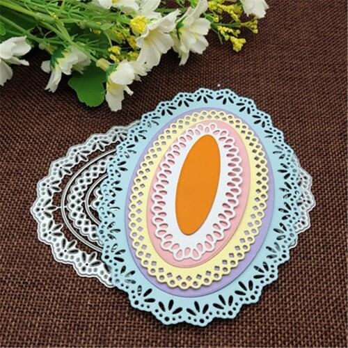 6pcs/set Oval Circle Scallop Fram die metal cutting die scrapbook stamp carving paper card stamping die new DIY die