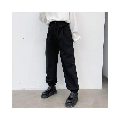 Big size spring personality waist loose legs casual pants fashion men dark low crotch stretch pants leg band leg pants