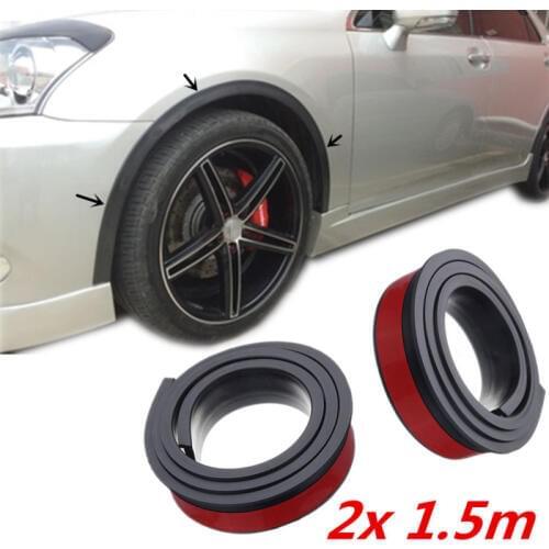 2pcs 1.5 m Universal Rubber Car Wheel Arch Protection Moldings Anti-collision Mudguard Car Wheel Protection Wheel Sticker