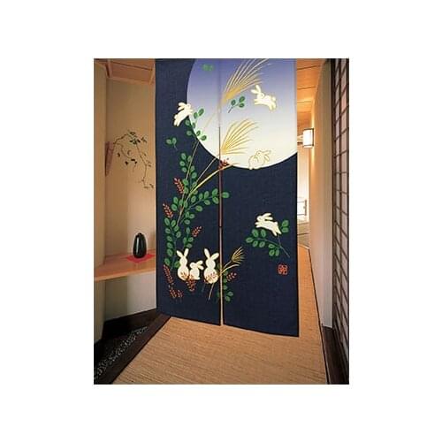 Japanese Doorway Curtain Noren Rabbit Under Moon For Home Decoration 85X150Cm Japanese Doorway Curtain Noren Rabbit Under Moon