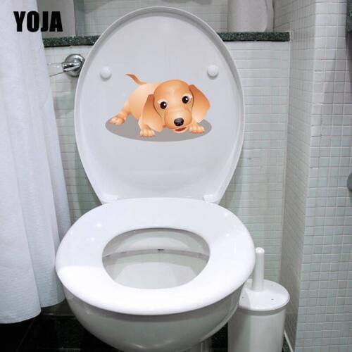 YOJA 21.1*13.2CM Cute Little Dog Wall Decal BedRoom Home Decoration Toilet Sticker T3-0529