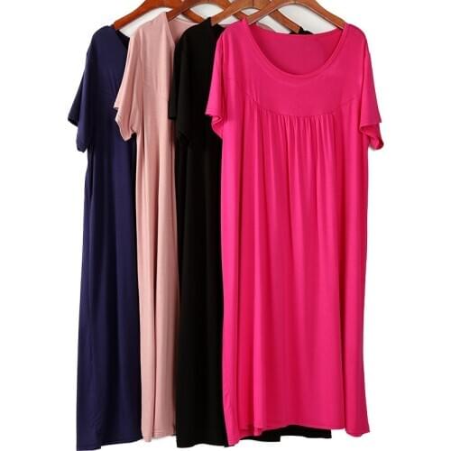 Plus Size 2XL-7XL Women Nightgown Loose Cotton Nighty Sleep Shirt Oversize Solid Sleepwear Soft Female Home Lingerie Night Gown