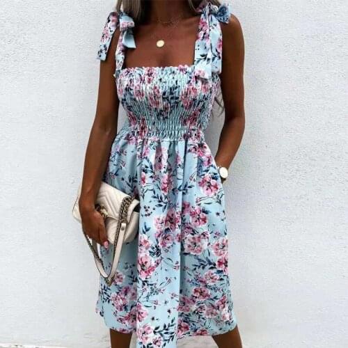 Women Vintage Lace-up Sling Beach Dress 2021 Fashion Sexy Slash Neck Sleeveless Lady Summer Dress Elegant Polka Dot Party Dress