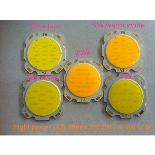 10PCS/lot COB LED hight power Pure white warm white surface light source 3W 5W 7W 10W 300mA Luminous Dimension 20mm Chips