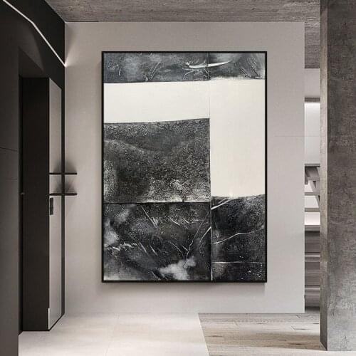 100% Hand Painted Abstract Modern Art Black White Color Paintings Modern Art Oil Painting Artwork Home decoration Unframed