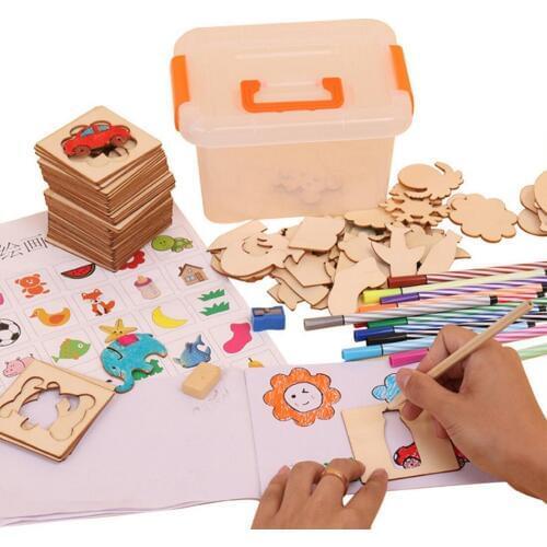 100pcs Baby Drawing Toys Painting Stencil Templates Color Pen Coloring Board Children Doodles Learning Education Toys juguetes